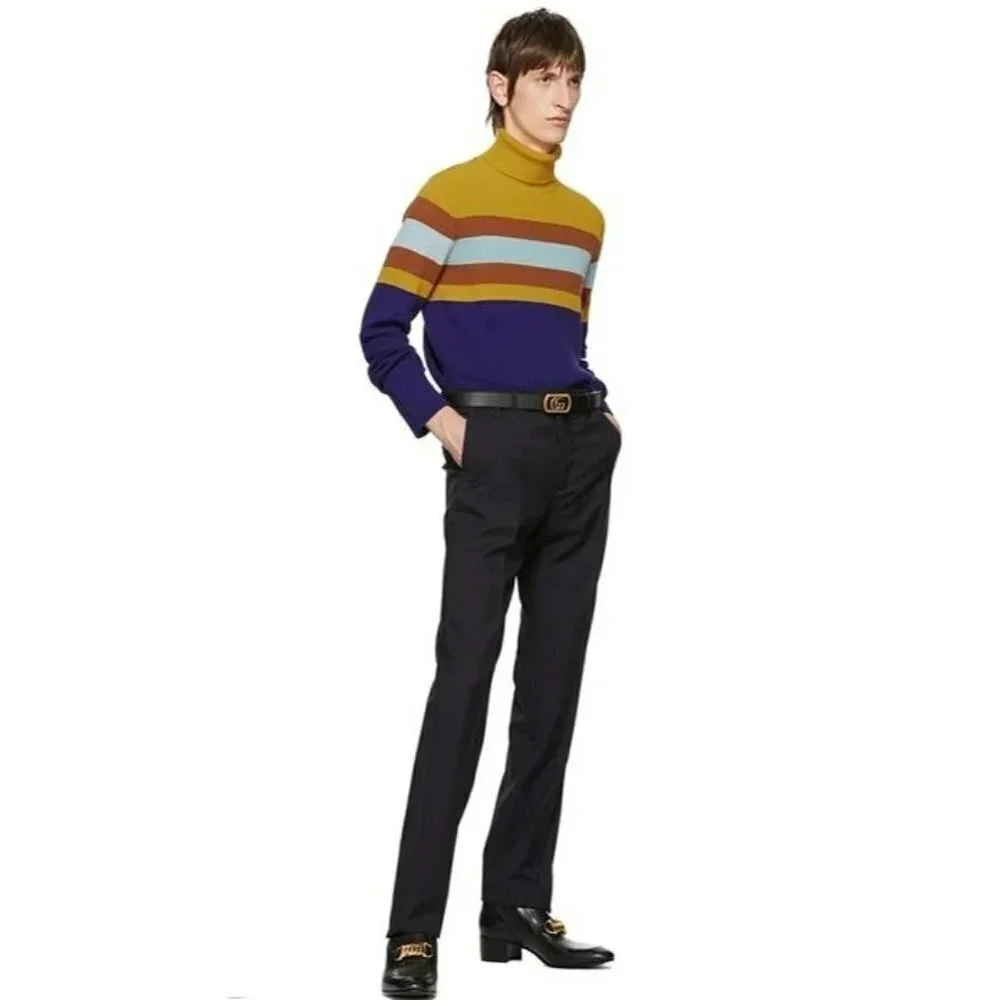 NWT Gucci Men's Wool Multi Striped Turtleneck Sweater Size S (MSRP $980)